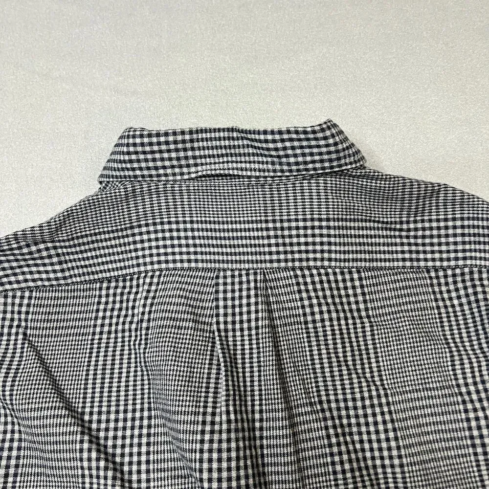 J. Crew Shirt Mens M Black Gray Houndstooth Check Long Sleeve Slim Fit Button-Up